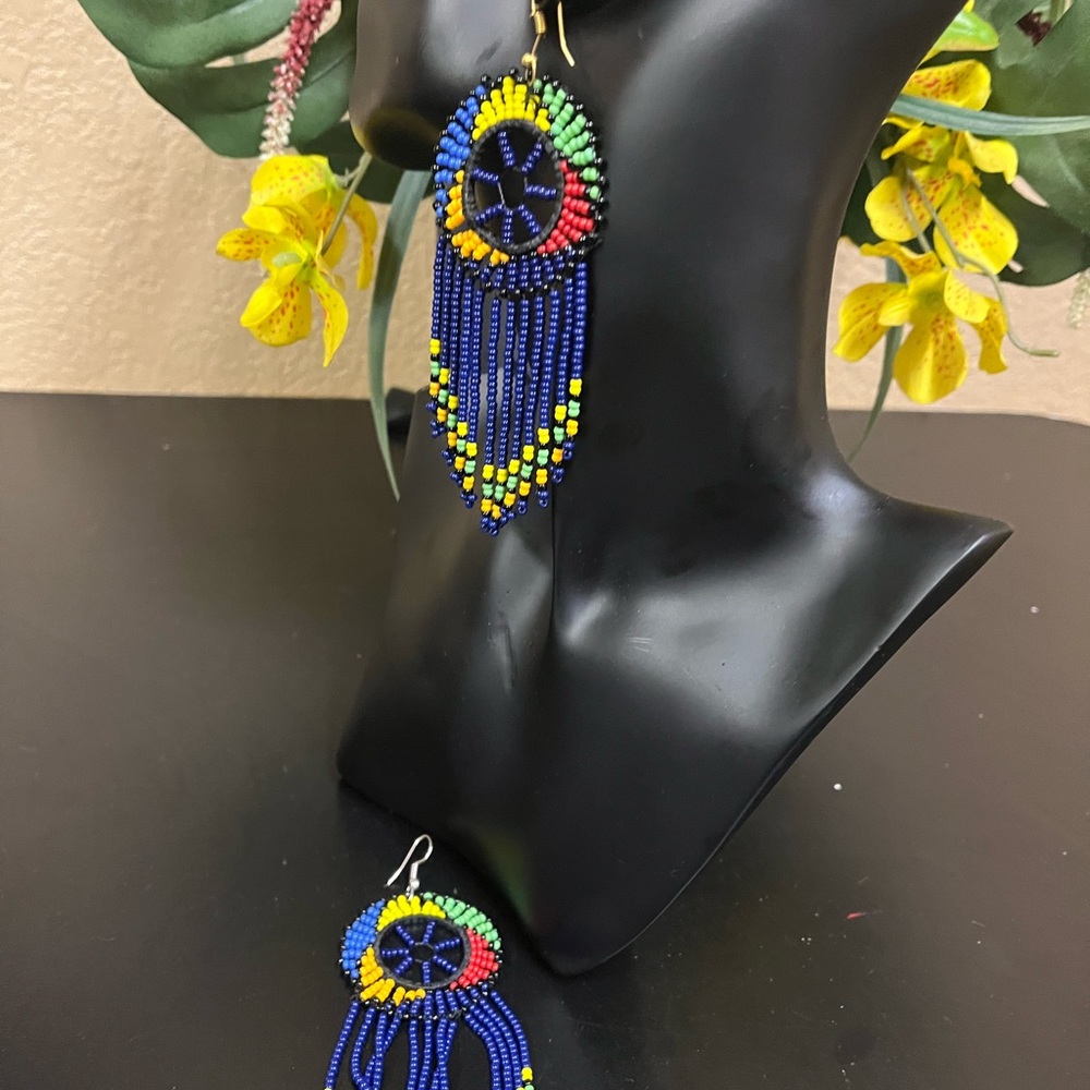 Earrings: Colorful handmade micro beads Earings made in Kenya.